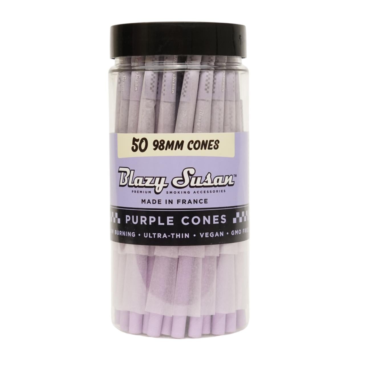 BLAZY SUSAN CONES – 98MM PURPLE JAR- 50CT